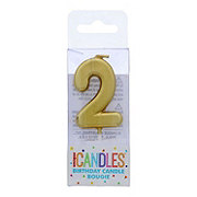 Unique Mini Gold Number 2 Birthday Candle