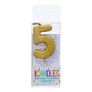 Unique Mini Gold Number 5 Birthday Candle