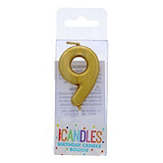 unique Mini Number 9 Gold Birthday Candle