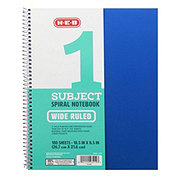 H-E-B 1 Subject Wide Ruled Poly Spiral Notebook - Blue