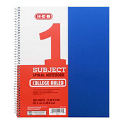 H-E-B 1 Subject College Ruled Poly Spiral Notebook - Blue
