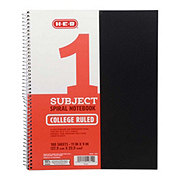 H-E-B 1 Subject College Ruled Poly Spiral Notebook - Black