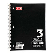 H-E-B 3 Subject College Ruled Spiral Notebook - Black