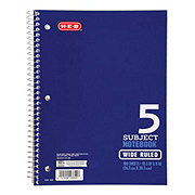 H-E-B 5 Subject Wide Ruled Spiral Notebook - Blue