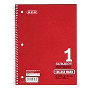 H-E-B 1 Subject College Ruled Spiral Notebook - Red
