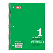 H-E-B 1 Subject College Ruled Spiral Notebook - Green