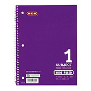 H-E-B 1 Subject Wide Ruled Spiral Notebook - Purple