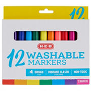 H-E-B Broad Tip Washable Markers, 12 pk