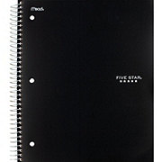 Five Star 3 Subject College Ruled Spiral Notebook - Black