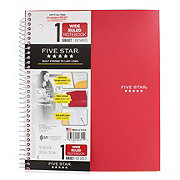 Five Star 1 Subject Wide Ruled Spiral Notebook - Fire Red