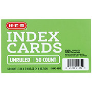 H-E-B Unruled Index Cards - White, 50 Ct