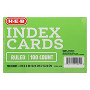 H-E-B Ruled White Index Cards - 100 ct