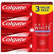 Colgate Optic White Advanced Anticavity Toothpaste - Sparkling White, 3 Pk