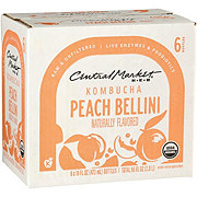 Central Market Organic Kombucha 6 pk Bottles - Peach Bellini