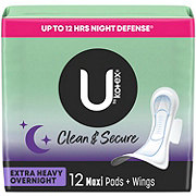 U by Kotex Clean & Secure Overnight Maxi Pads - Extra Heavy Absorbency
