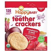 Happy Baby Organics Teether Crackers - Strawberry & Beet