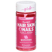 Pink Beautiful Hair Skin & Nails + Collagen Gummies - Strawberry