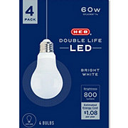 H-E-B Double Life A19 60-Watt LED Light Bulbs - Bright White