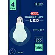 H-E-B Double Life A19 60-Watt LED Light Bulbs - Daylight