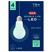 H-E-B Double Life A19 75-Watt LED Light Bulbs - Daylight