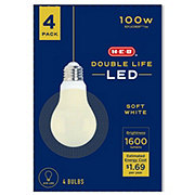 H-E-B Double Life A19 100-Watt LED Light Bulbs - Soft White