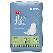H-E-B Ultra Thin with Flexi-Wings Long Pads - Super