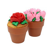 H-E-B White Flower Pot Cupcake with Elite Icing, Floral Designs Vary.