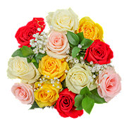 BLOOMS by H-E-B Designer Dozen Rainbow Roses Flower Bouquet