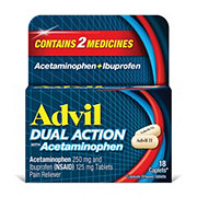 Advil Dual Action Coated Caplets With Acetaminophen 250 Mg