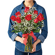 BLOOMS by H-E-B Dozen Red Roses Designer Flower Arrangement