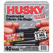 Husky Contractor Clean-Up Heavy Duty Trash Bags, 42 Gallon
