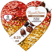 Russell Stover Assorted Chocolates Valentine's Sequin Heart Gift Box, 11 pc