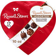 Russell Stover Assorted Chocolates Valentine's Red Foil Heart Gift Box, 17 pc