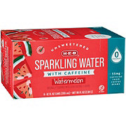 H-E-B Unsweetened Caffeinated Sparkling Water 8 pk Cans - Watermelon