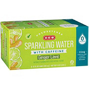 H-E-B Unsweetened Caffeinated Sparkling Water 8 pk Cans - Ginger Lime