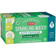 H-E-B Unsweetened Caffeinated Sparkling Water 8 pk Cans - Cucumber Lime