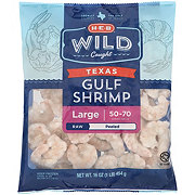 H-E-B Wild Caught Frozen Peeled Large Texas Gulf Raw Shrimp, 50 - 70 ct/lb
