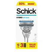 Schick Hydro Dry Skin Razor + 3 Blade Refills