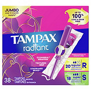 Tampax Radiant Tampons Duo Pack, Regular/Super Absorbency, Unscented