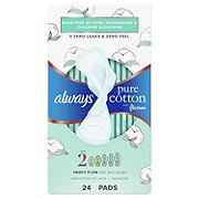 Always Pure Cotton Pads,Heavy Flow Absorbency with Wings Size 2