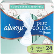 Always Pure Cotton Pads,Heavy Flow Absorbency with Wings Size 2
