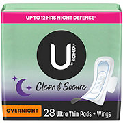 U by Kotex Clean & Secure Ultra Thin Overnight Pads with Wings