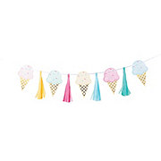 Creative Converting Ice Cream Party Gold Foil Tassel Ribbon Banner