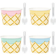 Creative Converting Ice Cream Party Gold Foil Treat Cups with Mini Spoons