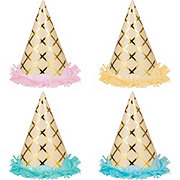 Creative Converting Ice Cream Party Gold Foil Fringe Hats