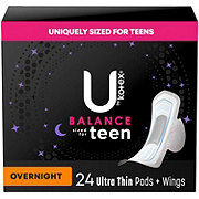 U by Kotex Balance - Sized for Teens Ultra Thin Overnight Pads with Wings
