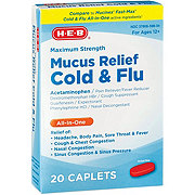 H-E-B Max Strength Mucus Relief Cold & Flu All-in-One Caplets