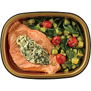 Meal Simple by H-E-B Spinach & Parmesan-Stuffed Salmon, Zucchini, Spinach & Tomatoes