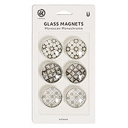 U Brands Moroccan Monochrome Round Glass Magnets
