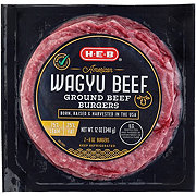 H-E-B American Style Wagyu Ground Beef Burger Patties, 75% Lean